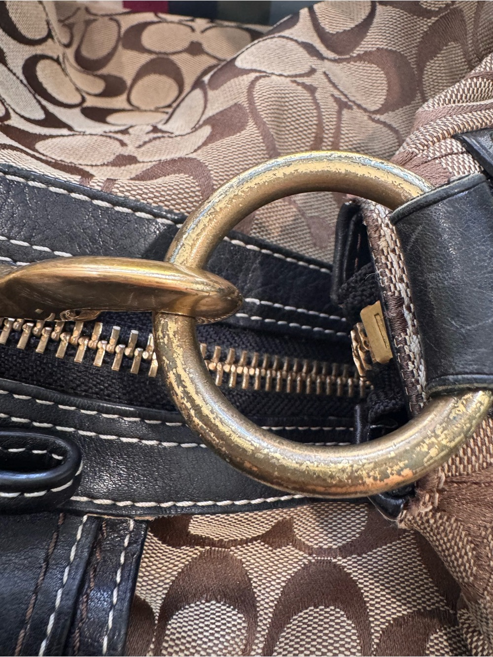 Coach Brown Legacy Lining Double Turnlock Clasp Vintage Bag+Wallet - Picture 15 of 16